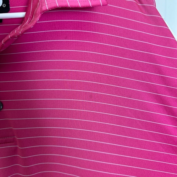FJ FootJoy Pink Striped Golf Short Sleeve Polo Men Size L - Picture 4 of 8
